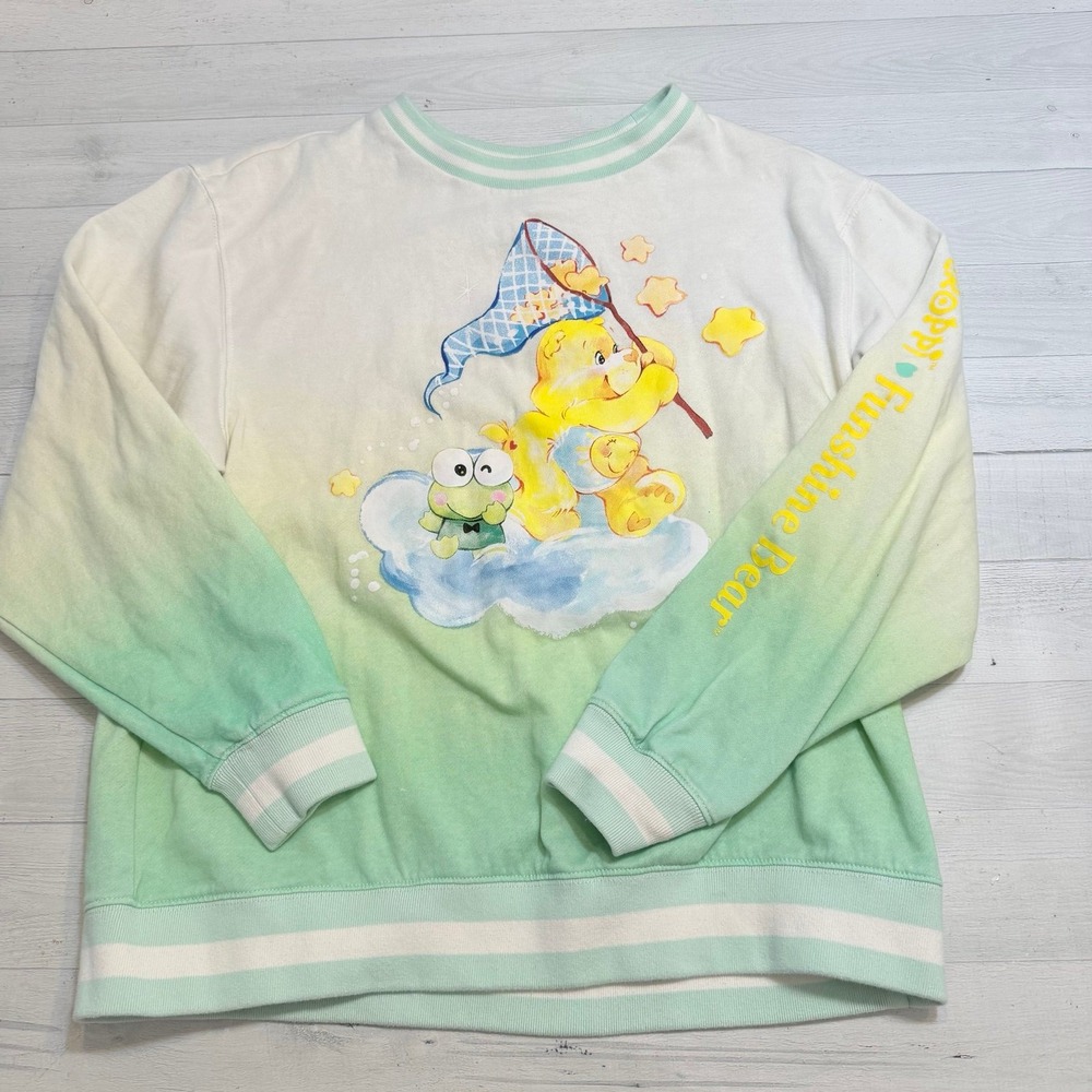 Sanrio Hello Kitty Care Bears Sweater Women Large Green Keroppi Graphic - Picture 1 of 9